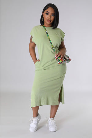 Comfy Days Dress ~Green